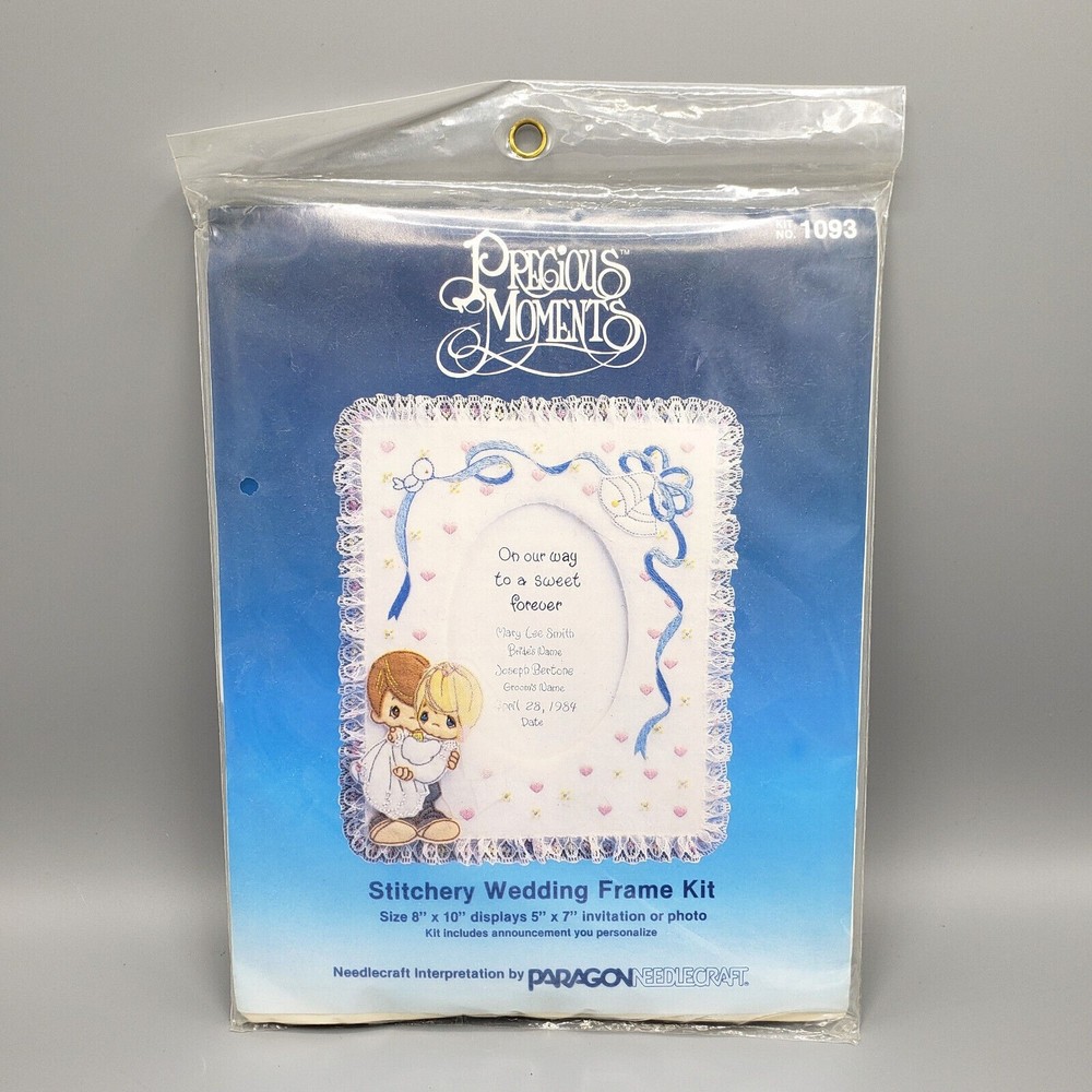 Precious Moments 1093 Stitchery Wedding Frame Kit 8x10 Paragon Needlecraft Vtg